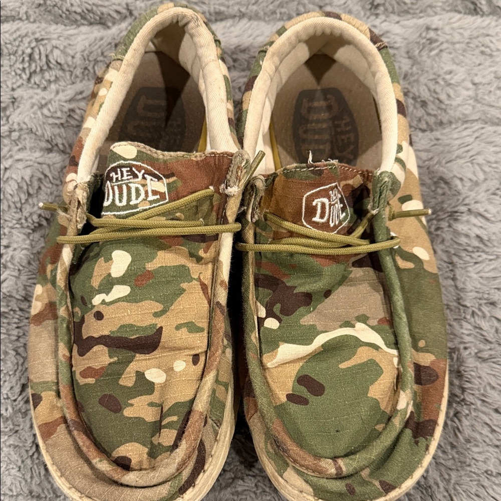Hey Dude Green and Brown Camouflage Loafers